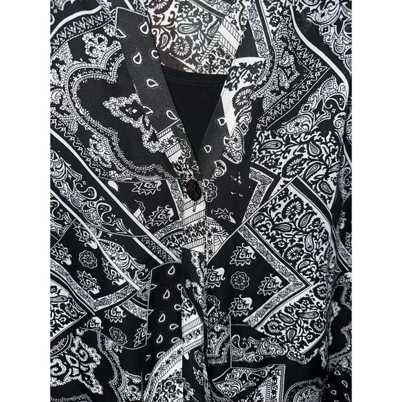 Christopher & Banks Blouse Top Black White Semi Sheer XL Mature Occasion Holiday - Picture 3 of 12